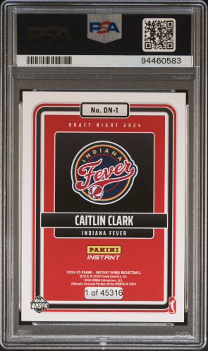 1) 2024 Panini Instant #DN-1 Caitlin Clark Rookie Card WNBA Draft Night Pick #1 Graded PSA 10