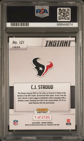 PSA 8 NEAR MINT 2023 Panini Instant NFL #121 C.J. Stroud Rookie Card