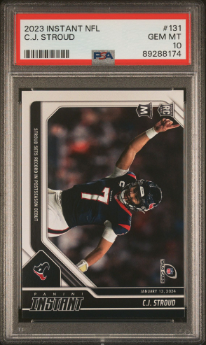 PSA 10 GEM MINT 2023 Panini Instant #131 C.J. Stroud Rookie Card "Sets Record in Postseason Debut"