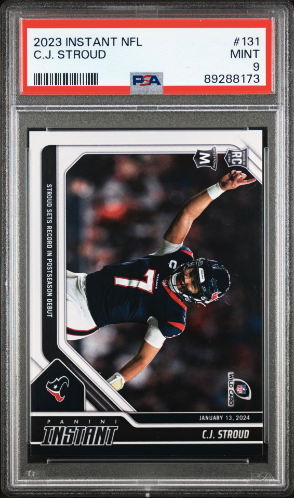 PSA 9 MINT 2023 Panini Instant #131 C.J. Stroud Rookie Card "Sets Record in Postseason Debut"