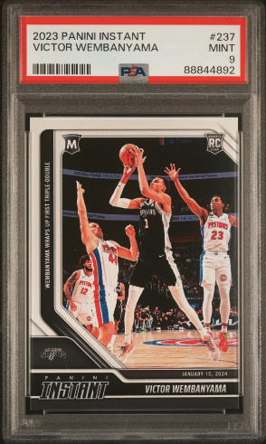 PSA 9 MINT 2023 Panini Instant #237 Victor Wembanyama Rookie Card First Triple-Double