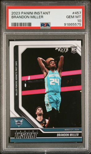 PSA 10 GEM MINT 2023 Panini Instant #457 Brandon Miller Rookie Card "Miller Powers Hornets"