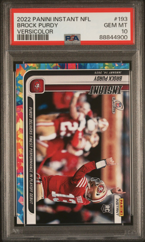 PSA 10 GEM MINT 2022 Panini Instant #193 Brock Purdy Rookie Card Versicolor #2 of 5 Playoff Debut