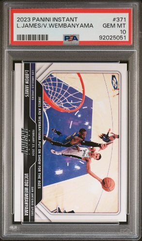 2023 Panini Instant #371 Lebron James VS Victor Wembanyama Rookie Card PSA 10 GEM MINT