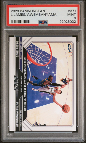 PSA 9 2023 Panini Instant #371 Lebron James VS Victor Wembanyama Rookie Card