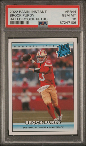 PSA 10 2022 Panini Instant #RR44 Brock Purdy Rookie Card Rated Rookie Retro