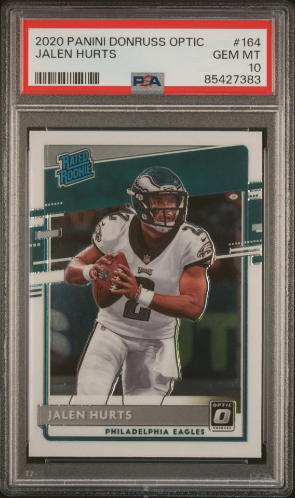 PSA 10 GEM MINT 2020 Panini Donruss Optic #164 Jalen Hurts Rookie Card "Rated Rookie"