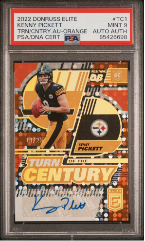 PSA 9 MINT 2022 Donruss Elite #TC1 Kenny Pickett Rookie Card Turn Of The Century Orange Autographed